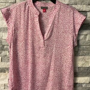 Vince Camuto Pink and White Patterned Blouse
